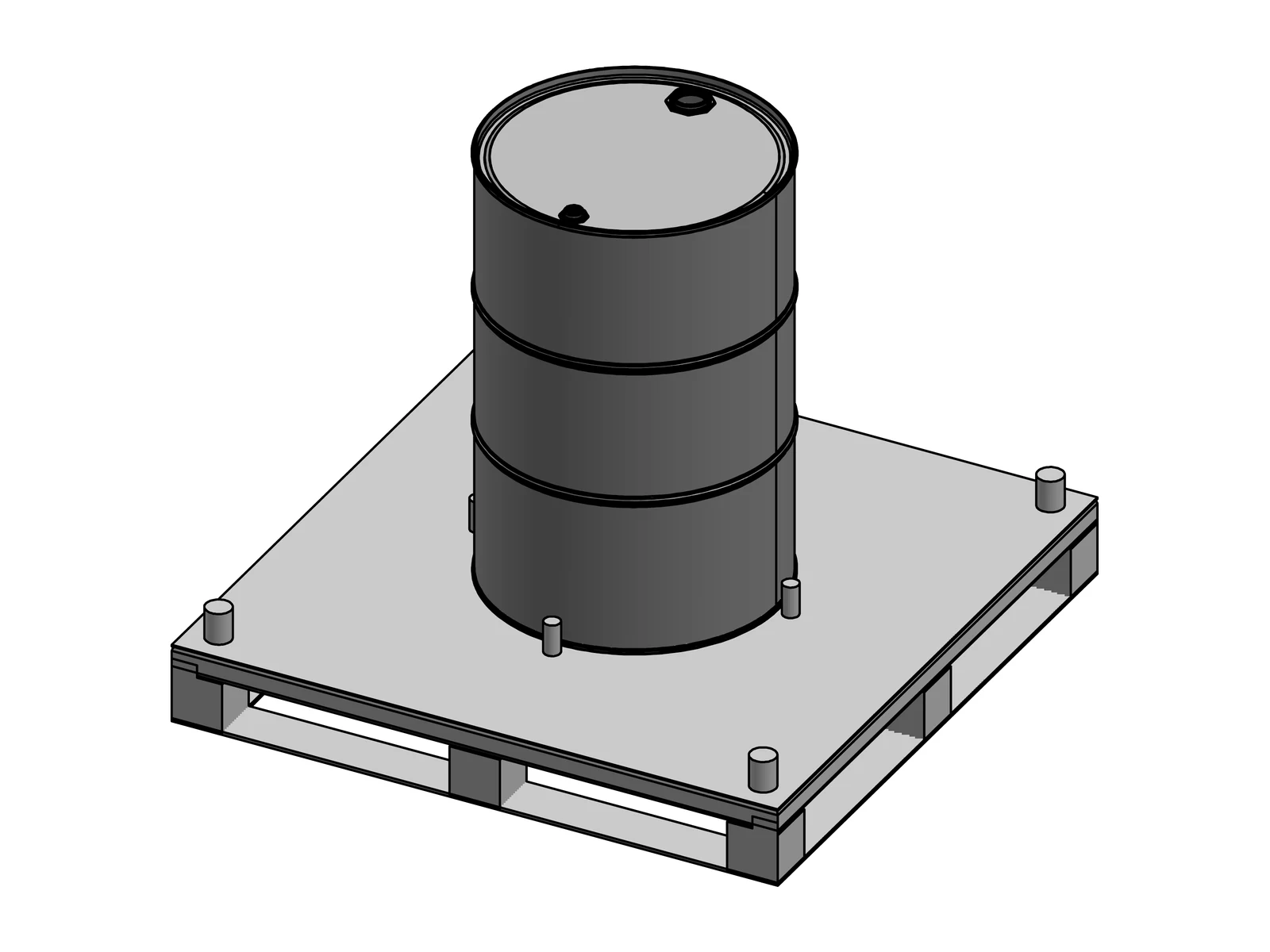 Rack-stored drum pallet